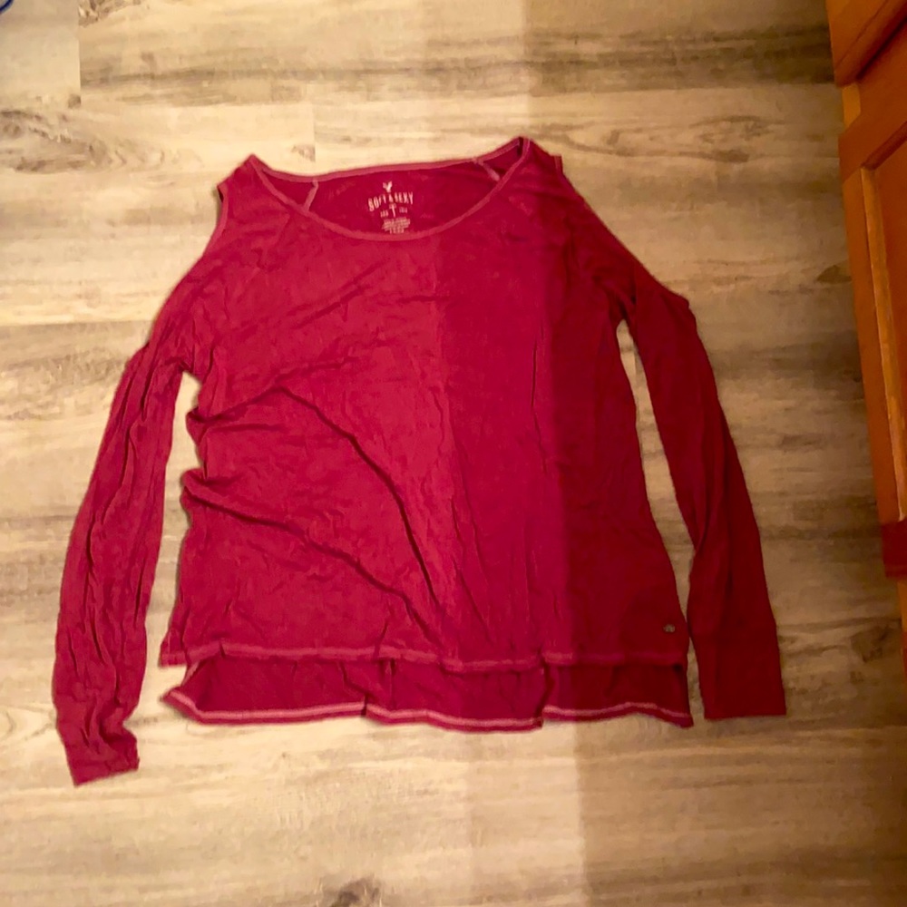 American eagle off the shoulder pink top